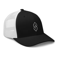 Navy/ White trucker hat featuring White Outline Cool S, Graffiti S, Middle School S embroidered artwork, product image 4