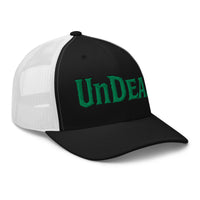 Pink trucker hat featuring Undead Zombie embroidered artwork, product image 5