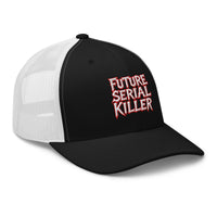 Charcoal/ Black trucker hat featuring Future Serial Killer embroidered artwork, product image 4