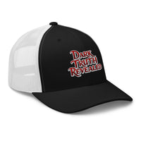 Charcoal/ Black trucker hat featuring Dark Truth Revealed True Crime embroidered artwork, product image 4