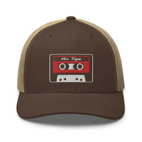 trucker hat featuring 80's Style Retro Cassette Mix Tape Embroidered Retro embroidered artwork, product image 14
