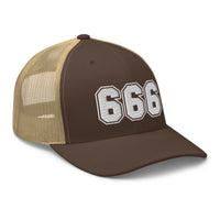 trucker hat featuring White 666 Number of the Beast Embroidered Retro embroidered artwork, product image 15