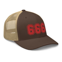 trucker hat featuring Red 666 Number of the Beast Embroidered Retro embroidered artwork, product image 16