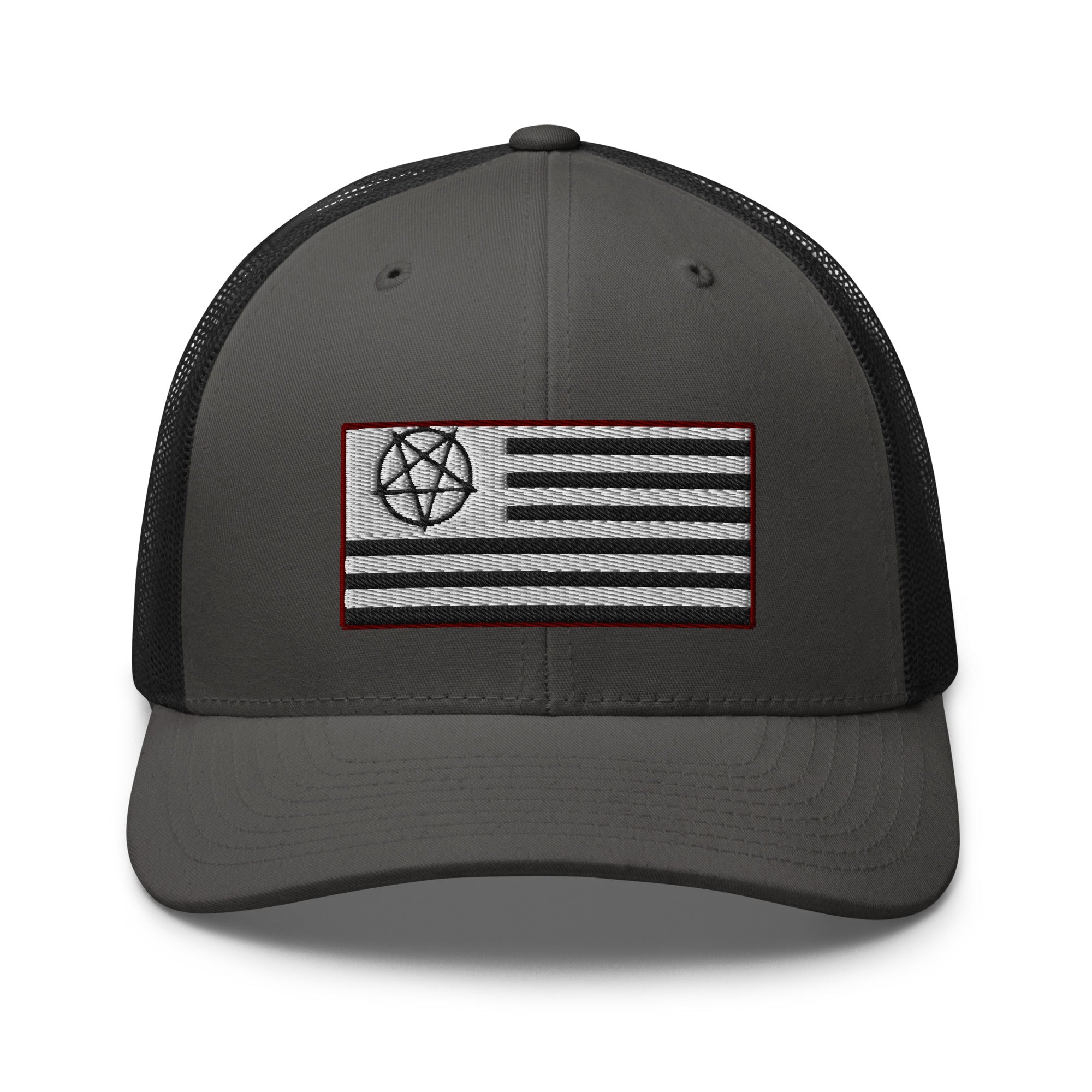 American Satanist Pentagram U.S. Flag Embroidered Trucker Cap Snapback Hat