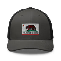 White trucker hat featuring California U.S. State Flag Embroidered Retro embroidered artwork, product image 9