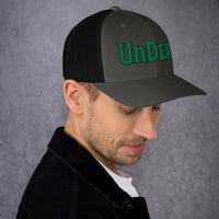 Black/ White trucker hat featuring Undead Zombie embroidered artwork, product image 2