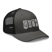 trucker hat featuring White Vertical Stripe Goth embroidered artwork, product image 10