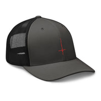 trucker hat featuring Red Inverted Cross Black Metal Style embroidered artwork, product image 10