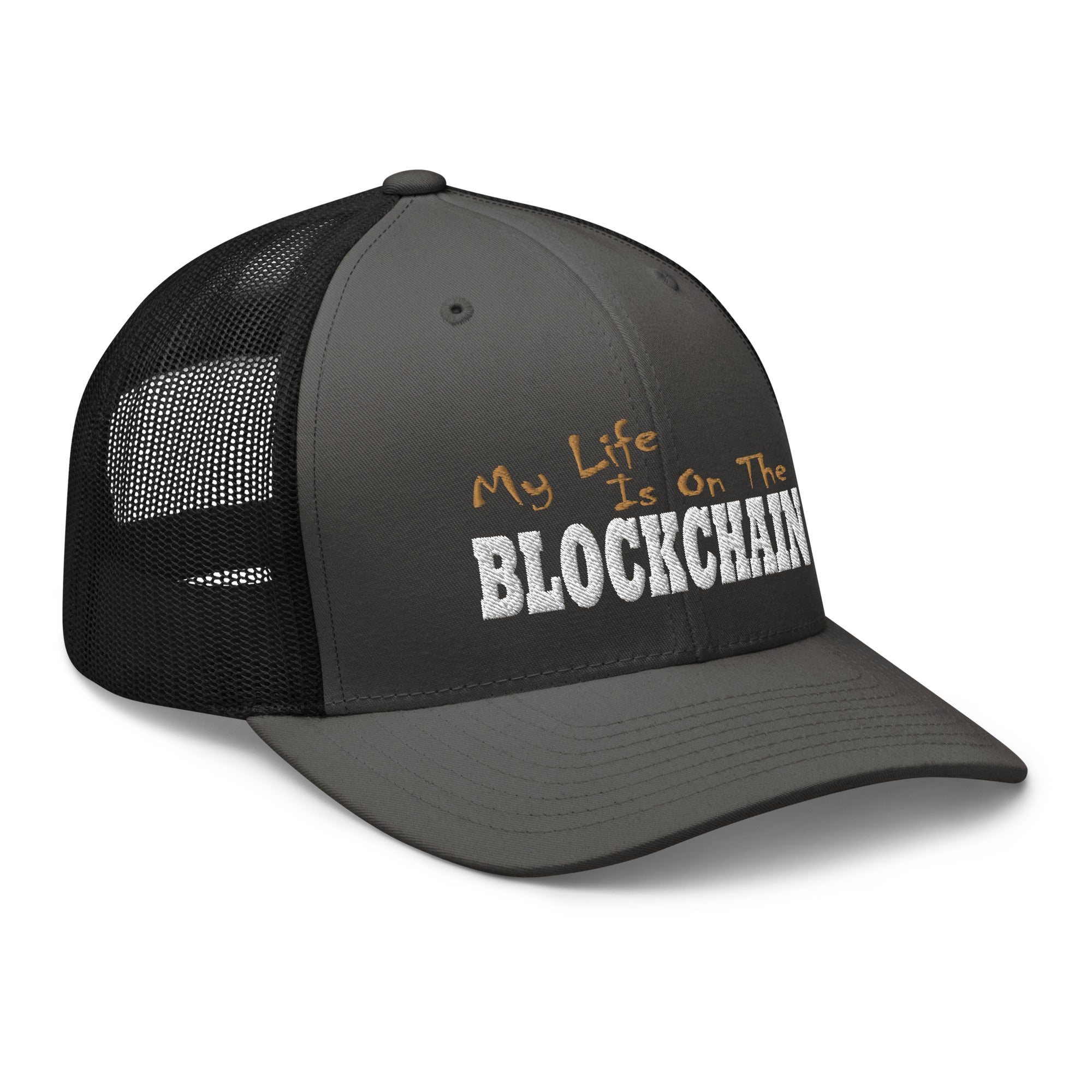 My Life is on the Blockchain Crypto Satire Bitcoin Trucker Cap Snapback Hat