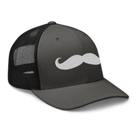 Pink trucker hat featuring Wild West Handlebar Mustache embroidered artwork, product image 6