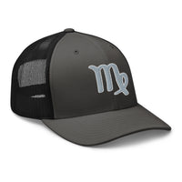 Pink trucker hat featuring Zodiac Sign Virgo embroidered artwork, product image 6