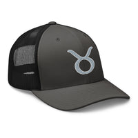 Pink trucker hat featuring Zodiac Sign Taurus embroidered artwork, product image 6