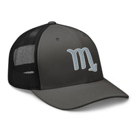 Pink trucker hat featuring Zodiac Sign Scorpio embroidered artwork, product image 6