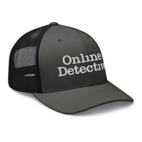 Pink trucker hat featuring Online Detective embroidered artwork, product image 6