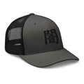 Heather/ Black trucker hat featuring Darkness Kanji Symbol 闇 embroidered artwork, product image 6