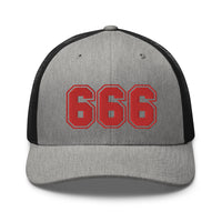 trucker hat featuring Red 666 Number of the Beast Embroidered Retro embroidered artwork, product image 21