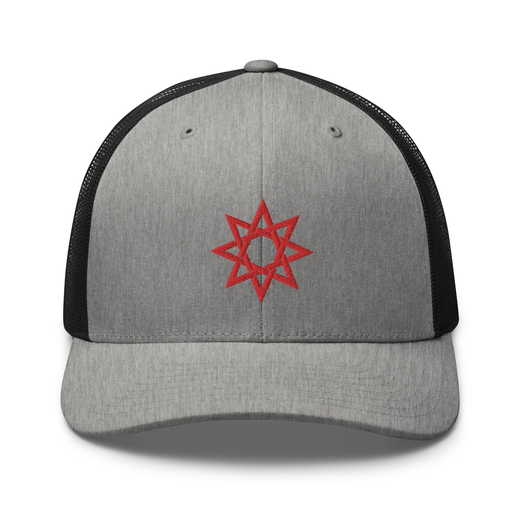 Red 8 Point Star Octagram Anu God Embroidered Retro Trucker Cap Snapback Hat