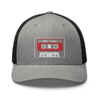 trucker hat featuring 80's Style Retro Cassette Mix Tape Embroidered Retro embroidered artwork, product image 20