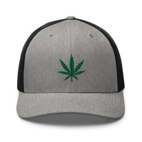 trucker hat featuring Cannabis Pot Leaf Marijuana Embroidered Retro embroidered artwork, product image 16