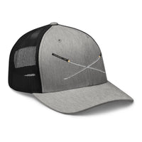 White trucker hat featuring Dual Samurai Swords Anime Warrior embroidered artwork, product image 8