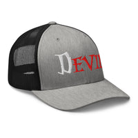 trucker hat featuring The Devil Is Evil embroidered artwork, product image 9