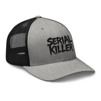 White trucker hat featuring Serial Killer embroidered artwork, product image 7