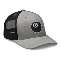 trucker hat featuring Eight Ball Billiards embroidered artwork, product image 8