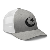 trucker hat featuring Star and Crescent Moon Black Ancient Symbol embroidered artwork, product image 10