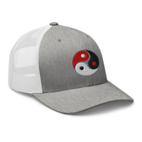 trucker hat featuring Triple Yin Yang Chinese Symbol embroidered artwork, product image 9