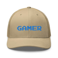 trucker hat featuring 8 Bit Gamer Embroidered Retro embroidered artwork, product image 23