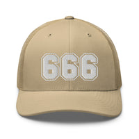 trucker hat featuring White 666 Number of the Beast Embroidered Retro embroidered artwork, product image 22