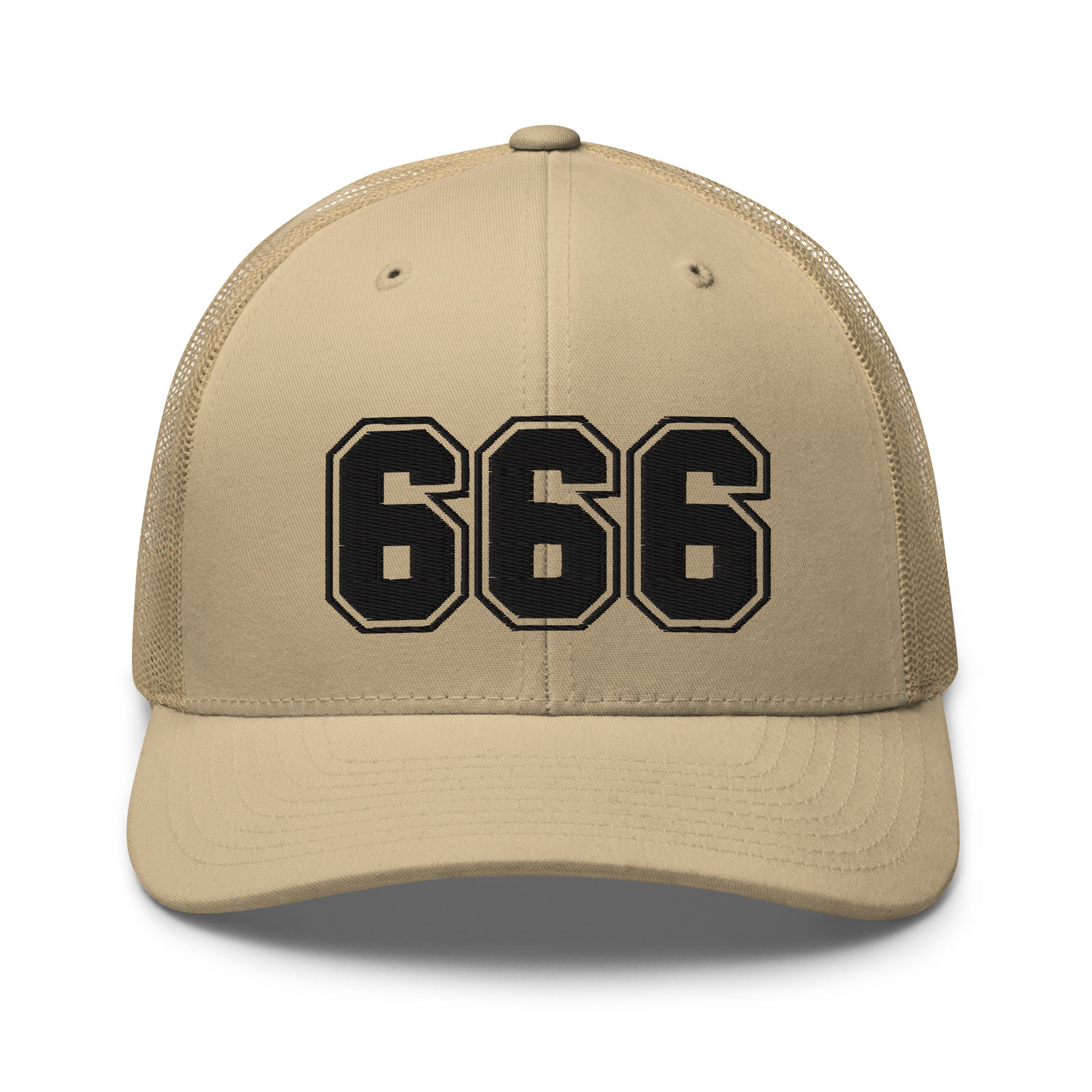Black 666 Number of the Beast Embroidered Retro Trucker Cap Snapback Hat