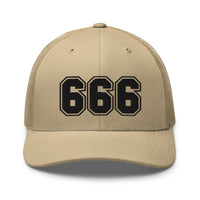 trucker hat featuring Black 666 Number of the Beast Embroidered Retro embroidered artwork, product image 23