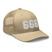 trucker hat featuring White 666 Number of the Beast Embroidered Retro embroidered artwork, product image 23