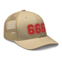 trucker hat featuring Red 666 Number of the Beast Embroidered Retro embroidered artwork, product image 24