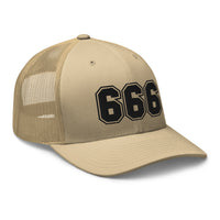 trucker hat featuring Black 666 Number of the Beast Embroidered Retro embroidered artwork, product image 24