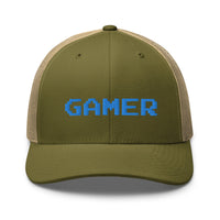 trucker hat featuring 8 Bit Gamer Embroidered Retro embroidered artwork, product image 25