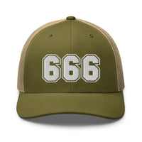 trucker hat featuring White 666 Number of the Beast Embroidered Retro embroidered artwork, product image 24
