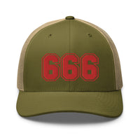 trucker hat featuring Red 666 Number of the Beast Embroidered Retro embroidered artwork, product image 25