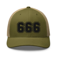 trucker hat featuring Black 666 Number of the Beast Embroidered Retro embroidered artwork, product image 25