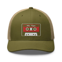 trucker hat featuring 80's Style Retro Cassette Mix Tape Embroidered Retro embroidered artwork, product image 24