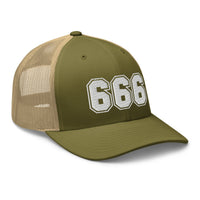 trucker hat featuring White 666 Number of the Beast Embroidered Retro embroidered artwork, product image 25
