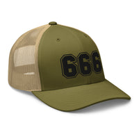 trucker hat featuring Black 666 Number of the Beast Embroidered Retro embroidered artwork, product image 26