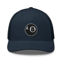 Brown/ Khaki trucker hat featuring 8 Ball Pool Billiards Embroidered Retro embroidered artwork, product image 7