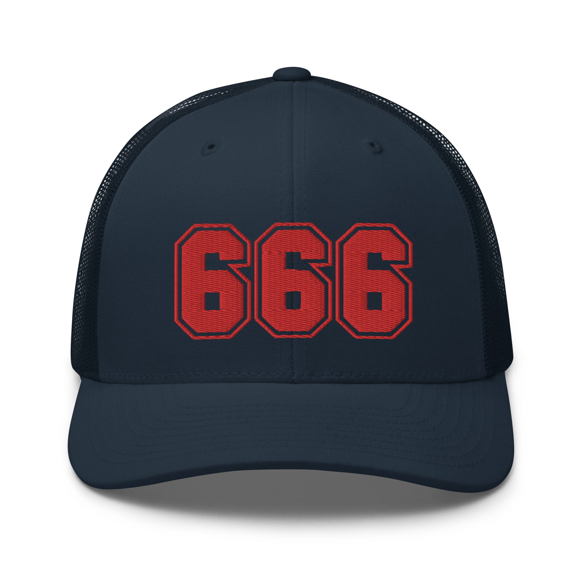 Red 666 Number of the Beast Embroidered Retro Trucker Cap Snapback Hat