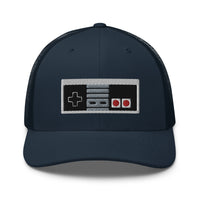 Red trucker hat featuring Classic 80's Game Controller Embroidered Retro embroidered artwork, product image 6