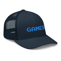 Rustic Orange/ Khaki trucker hat featuring 8 Bit Gamer Embroidered Retro embroidered artwork, product image 8