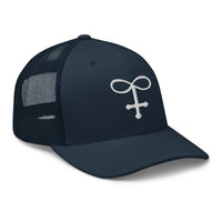 Charcoal/ Black trucker hat featuring Alchemy Glass Occult Symbol embroidered artwork, product image 5