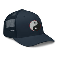 Navy/ White trucker hat featuring Yin and Yang Chinese Symbol embroidered artwork, product image 4