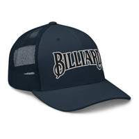 Pink trucker hat featuring Billiards Pool Hall embroidered artwork, product image 5